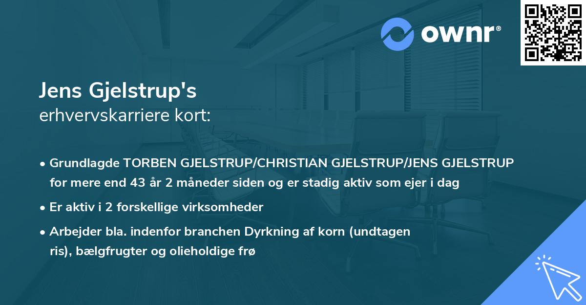 Jens Gjelstrup's erhvervskarriere kort