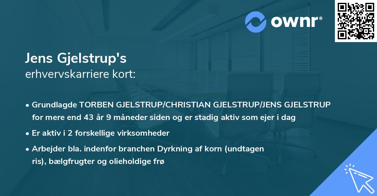 Jens Gjelstrup's erhvervskarriere kort