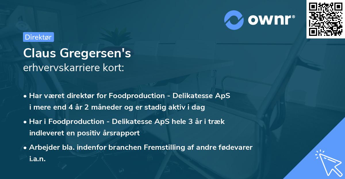 Claus Gregersen's erhvervskarriere kort