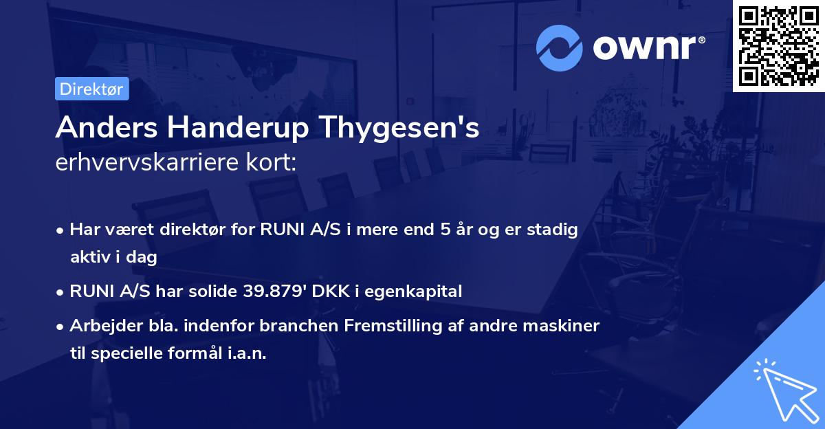 Anders Handerup Thygesen's erhvervskarriere kort
