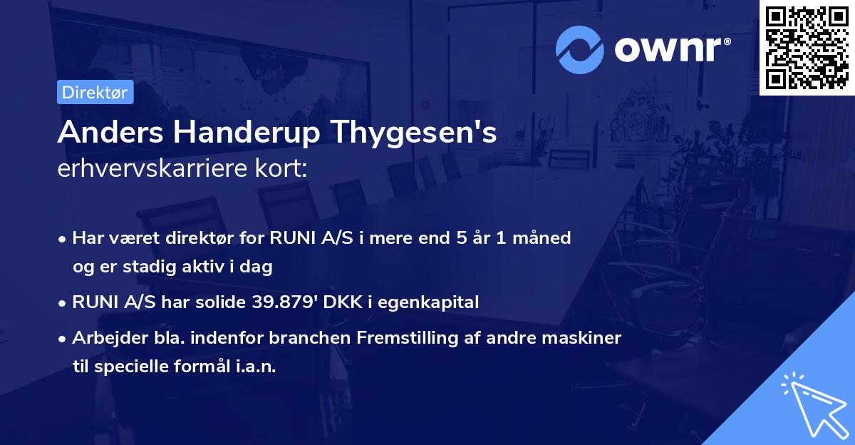 Anders Handerup Thygesen's erhvervskarriere kort