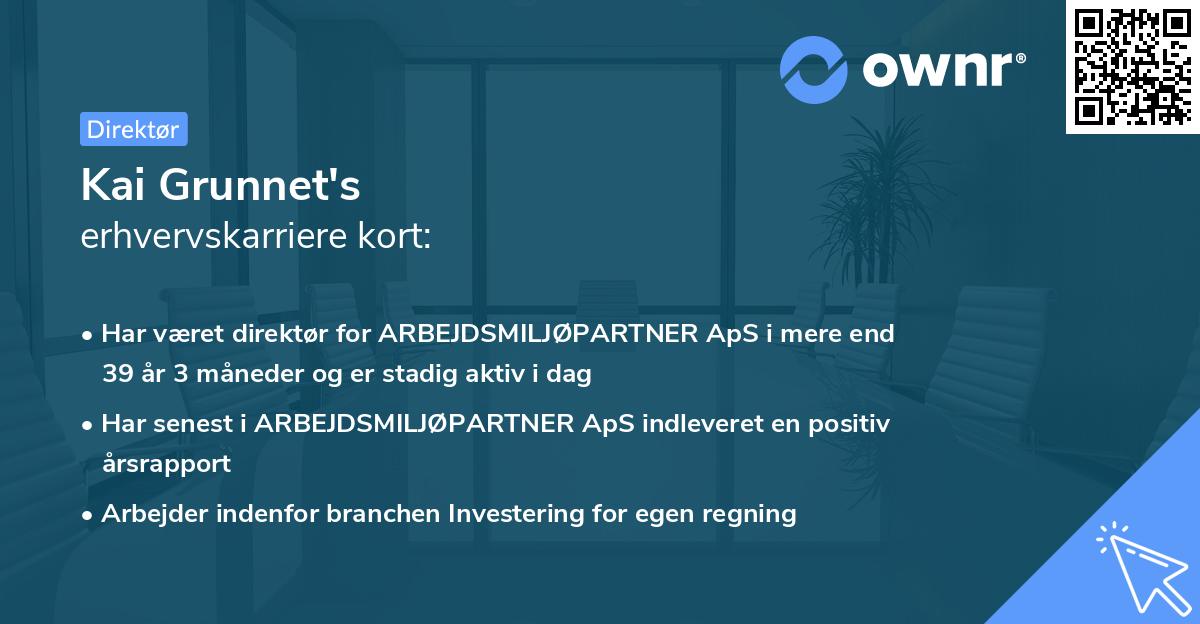 Kai Grunnet's erhvervskarriere kort