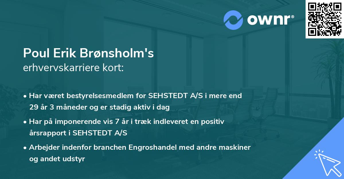 Poul Erik Brønsholm's erhvervskarriere kort