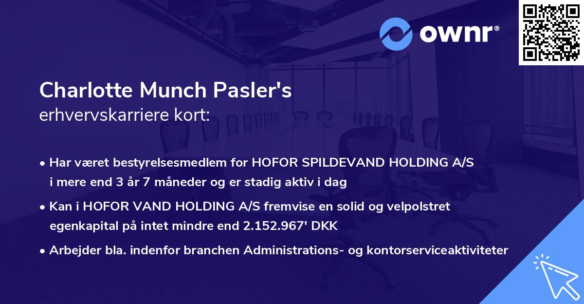 Charlotte Munch Pasler's erhvervskarriere kort