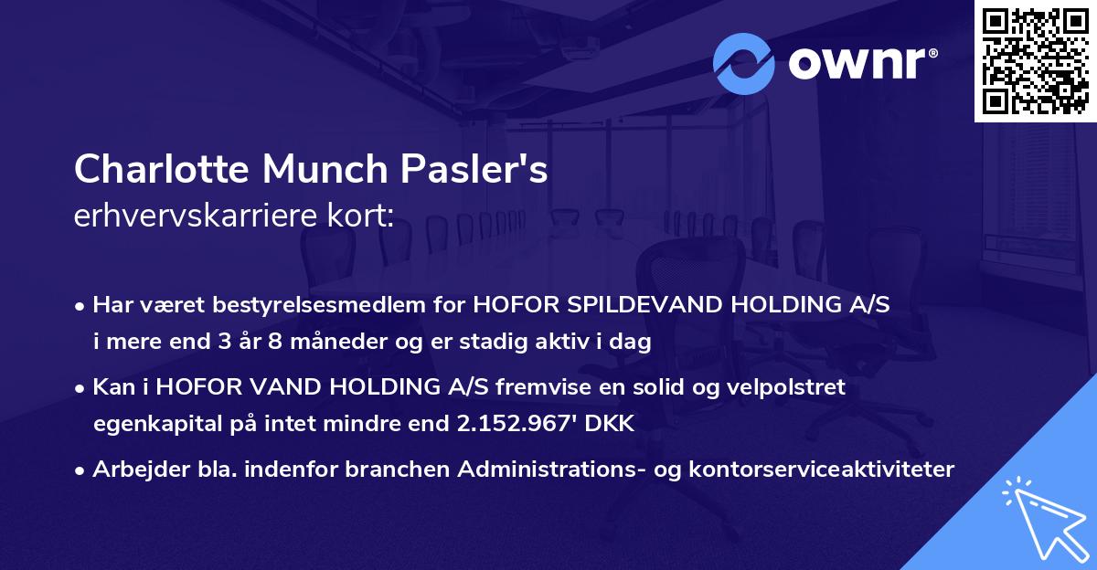 Charlotte Munch Pasler's erhvervskarriere kort