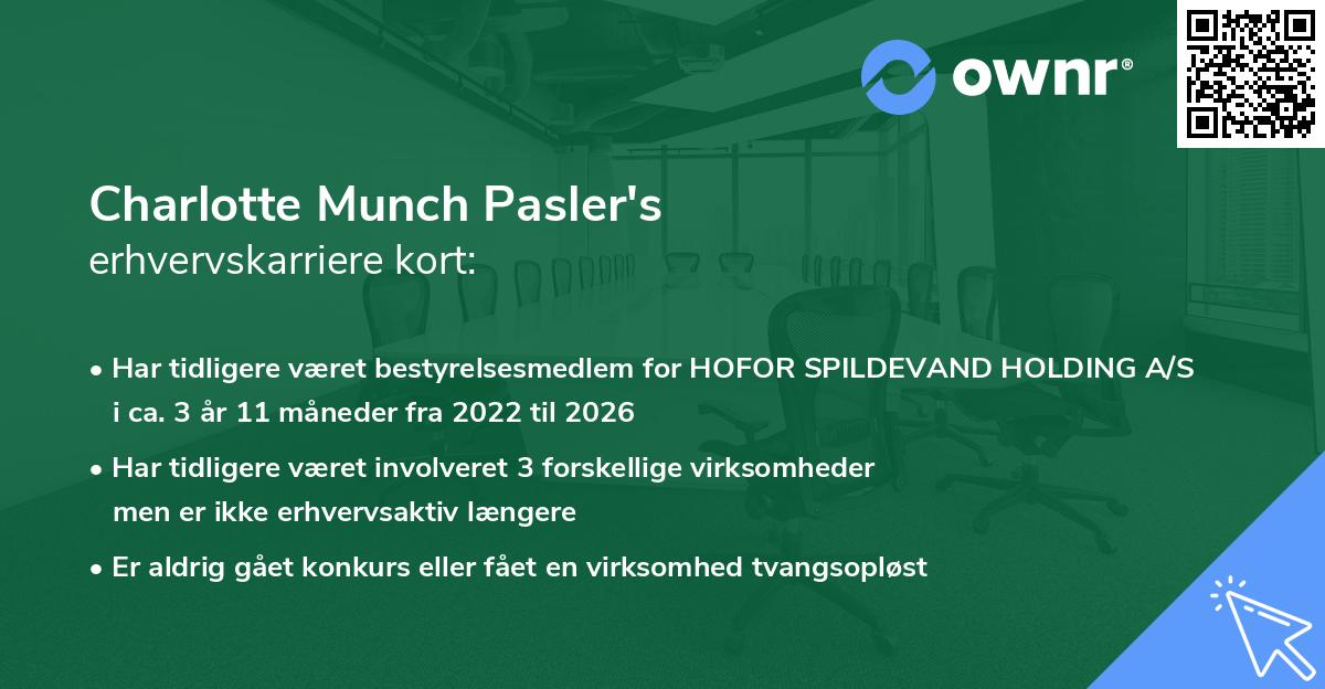 Charlotte Munch Pasler's erhvervskarriere kort