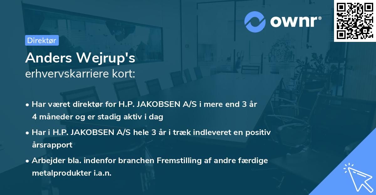Anders Wejrup's erhvervskarriere kort