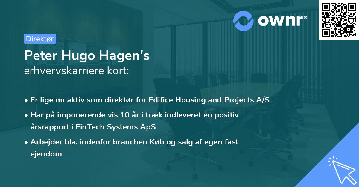 Peter Hugo Hagen's erhvervskarriere kort