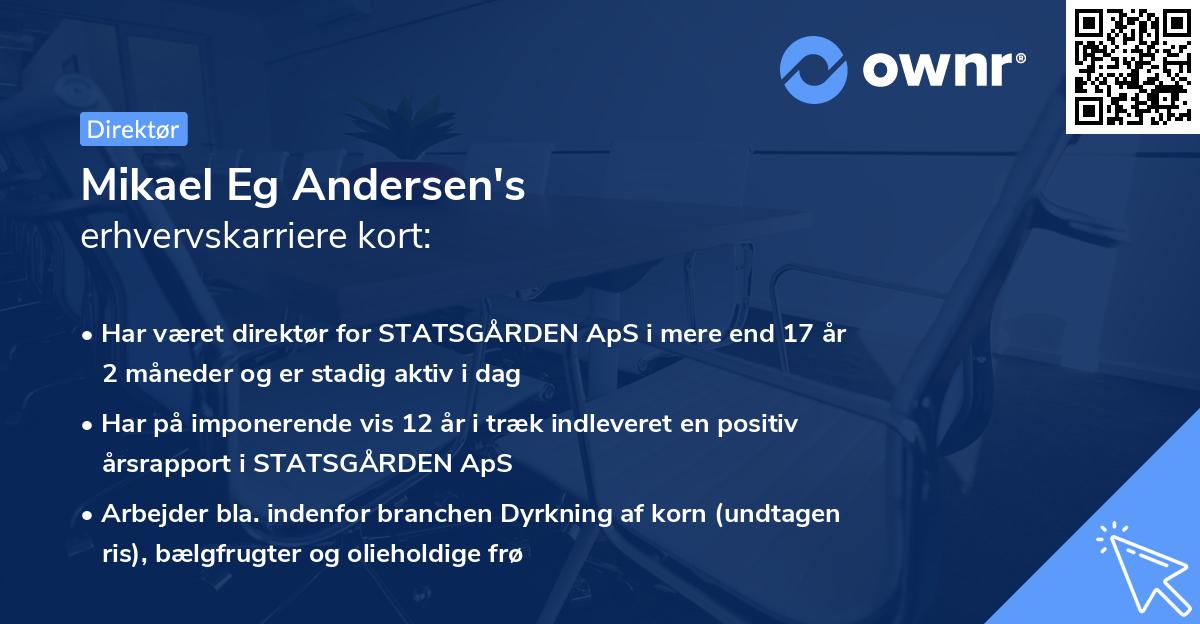 Mikael Eg Andersen's erhvervskarriere kort