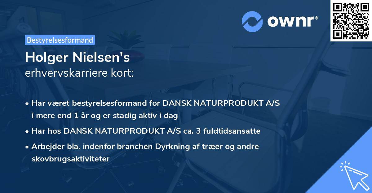 Holger Nielsen's erhvervskarriere kort