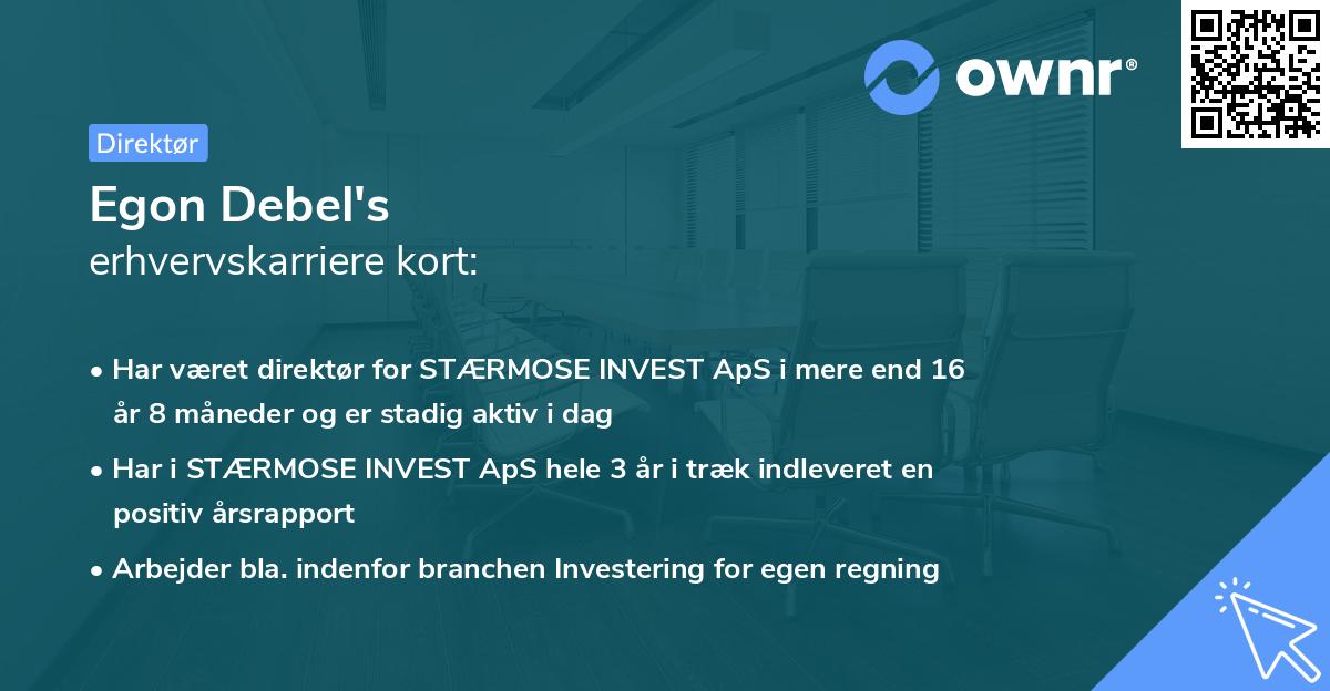 Egon Debel's erhvervskarriere kort
