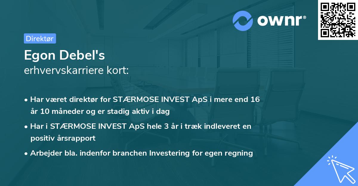Egon Debel's erhvervskarriere kort