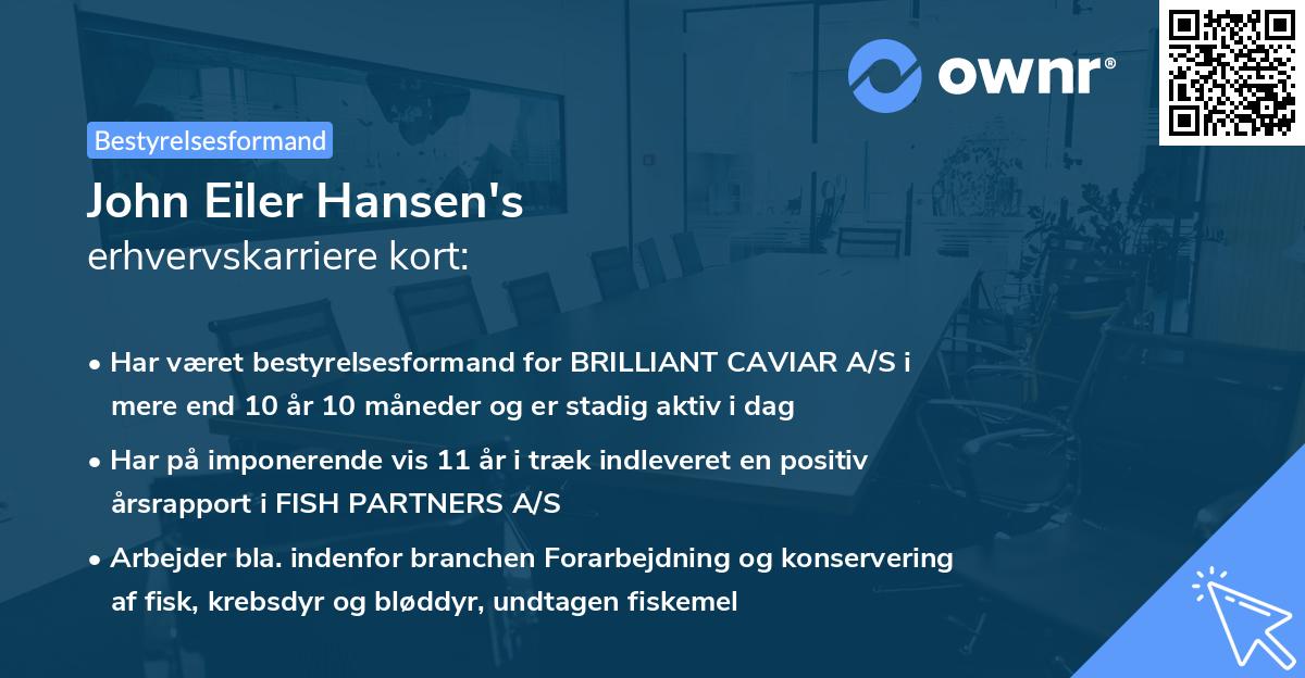 John Eiler Hansen's erhvervskarriere kort