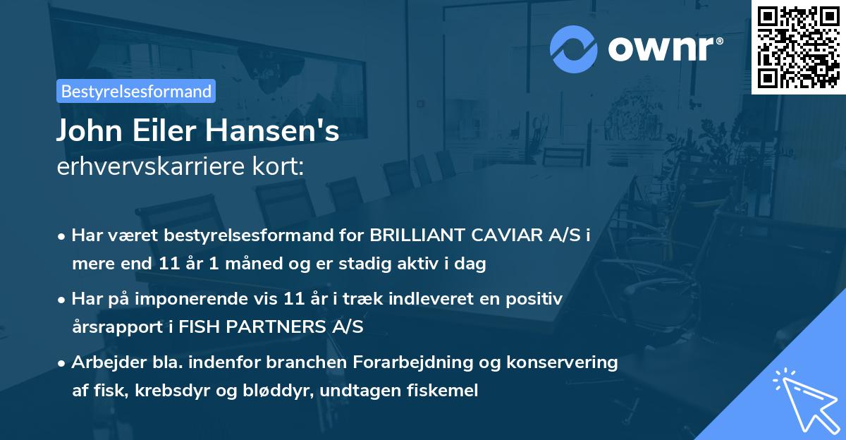 John Eiler Hansen's erhvervskarriere kort