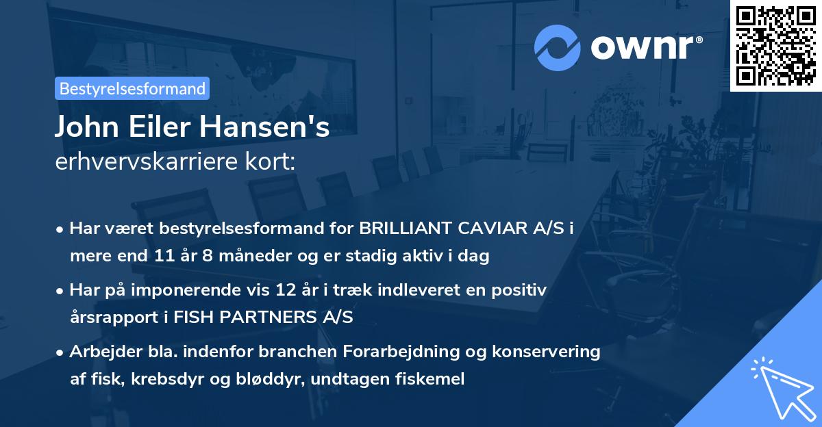 John Eiler Hansen's erhvervskarriere kort
