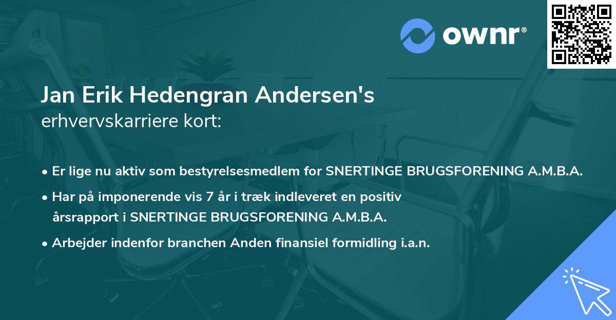 Jan Erik Hedengran Andersen's erhvervskarriere kort