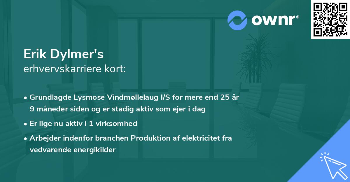 Erik Dylmer's erhvervskarriere kort