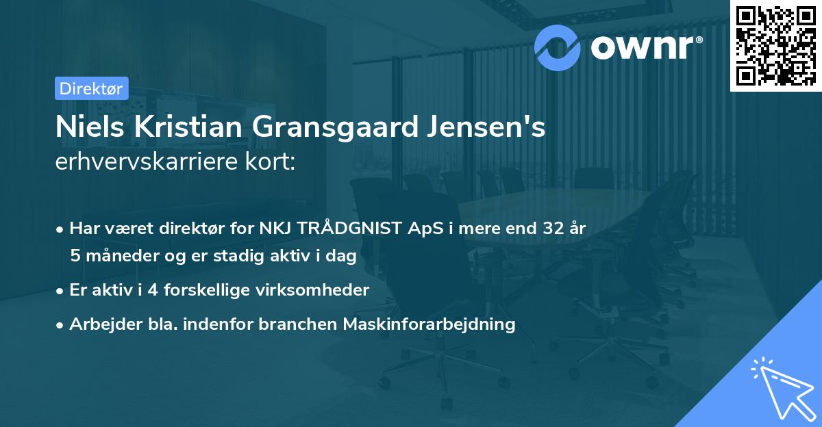 Niels Kristian Gransgaard Jensen's erhvervskarriere kort