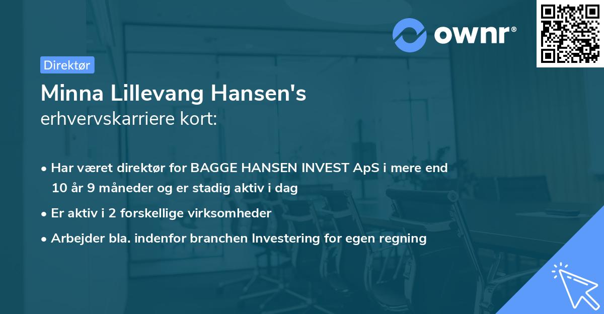 Minna Lillevang Hansen's erhvervskarriere kort
