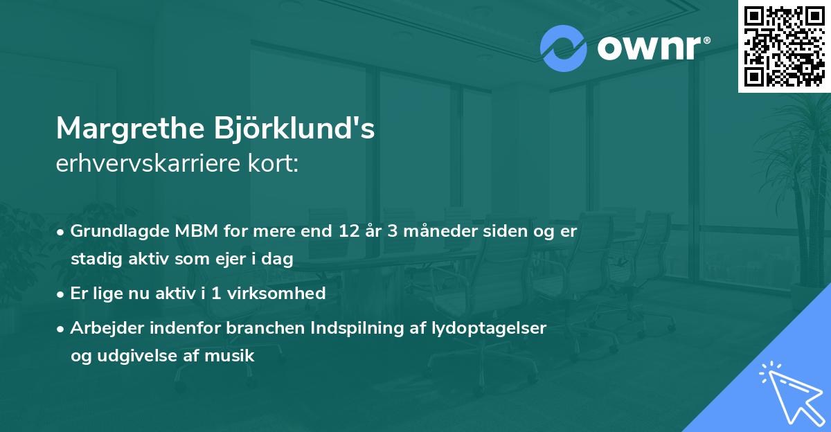 Margrethe Björklund's erhvervskarriere kort
