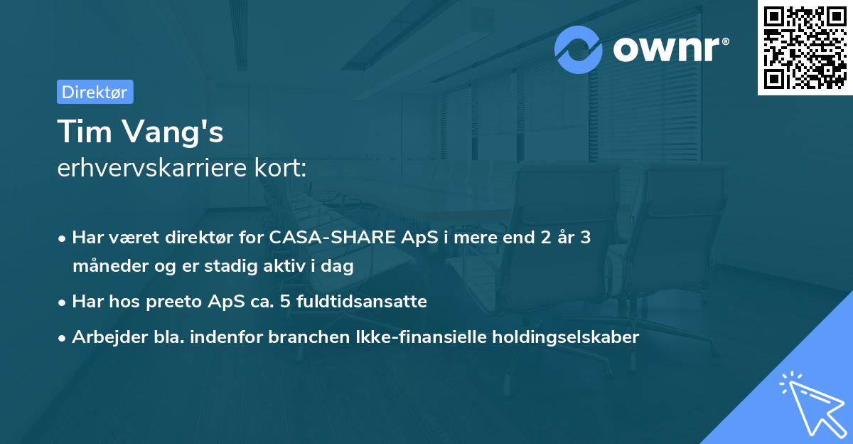 Tim Vang's erhvervskarriere kort