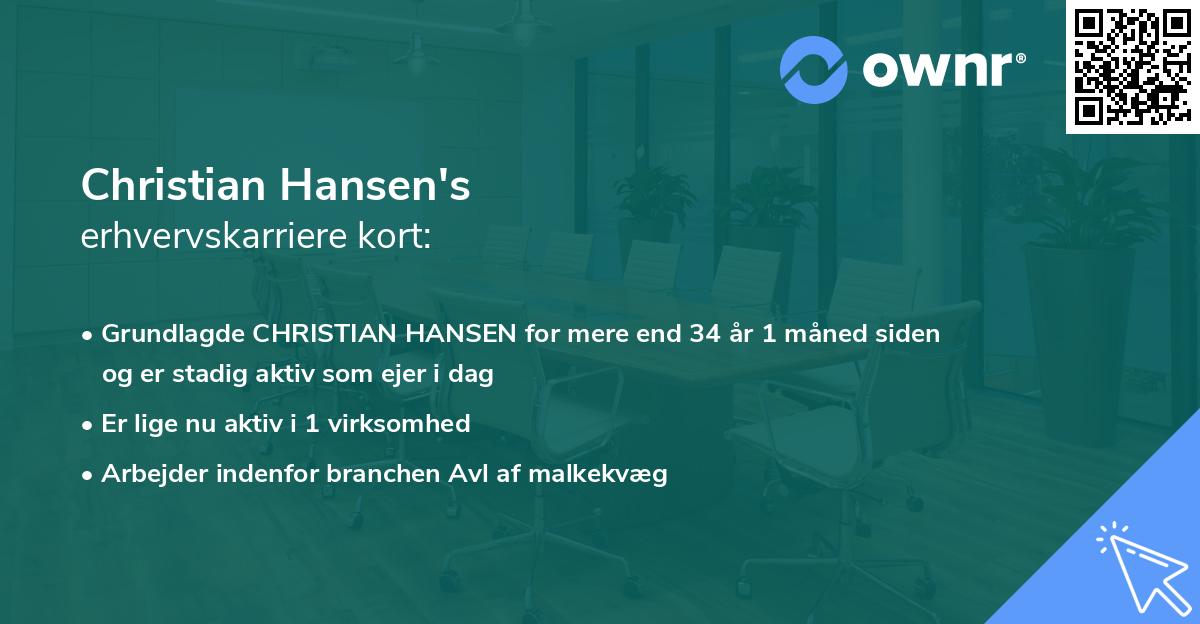 Christian Hansen's erhvervskarriere kort