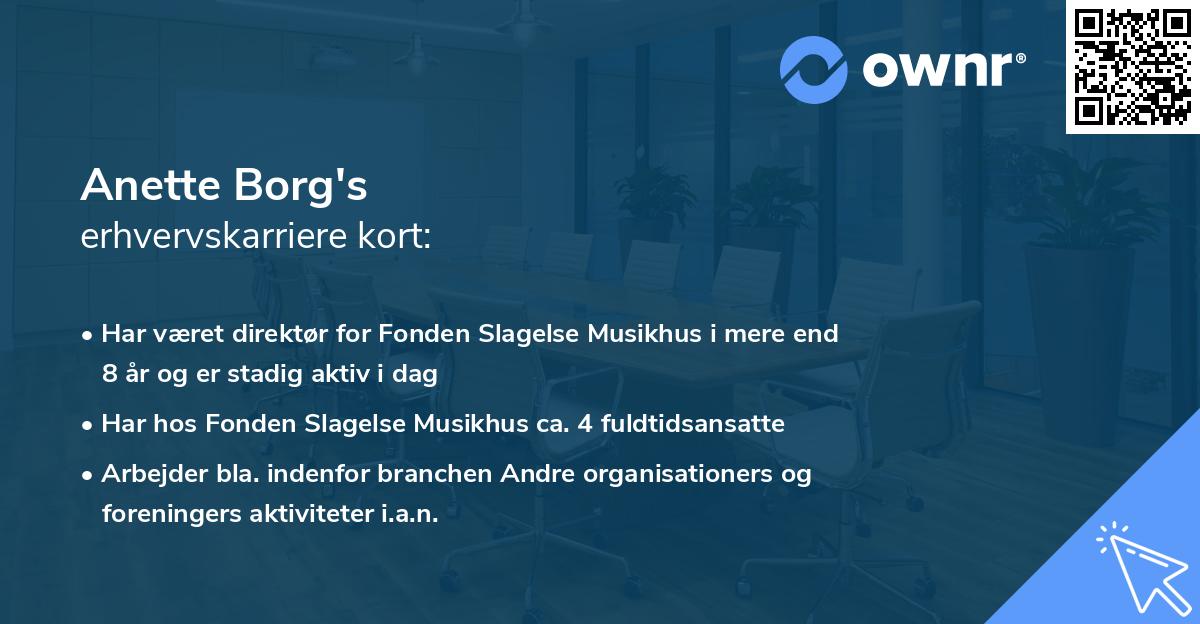 Anette Borg's erhvervskarriere kort