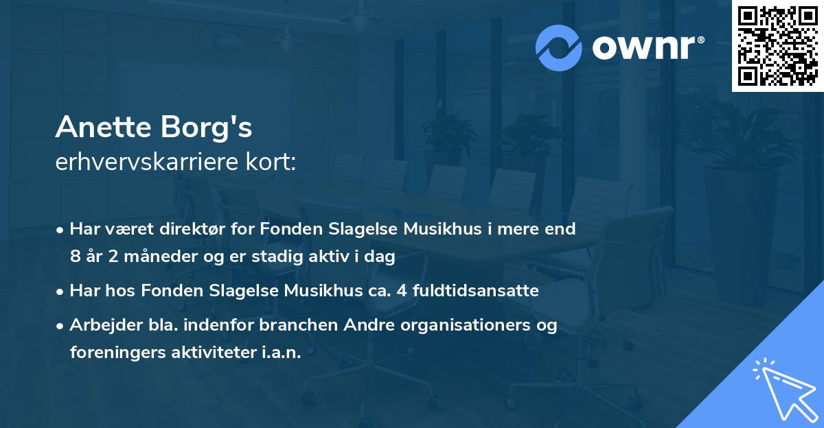 Anette Borg's erhvervskarriere kort