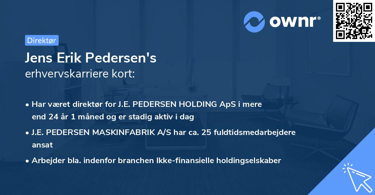 Jens Erik Pedersen's erhvervskarriere kort