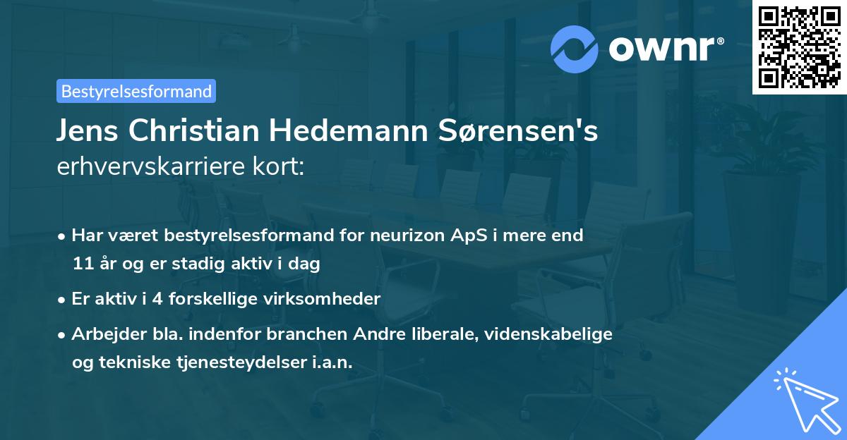 Jens Christian Hedemann Sørensen's erhvervskarriere kort