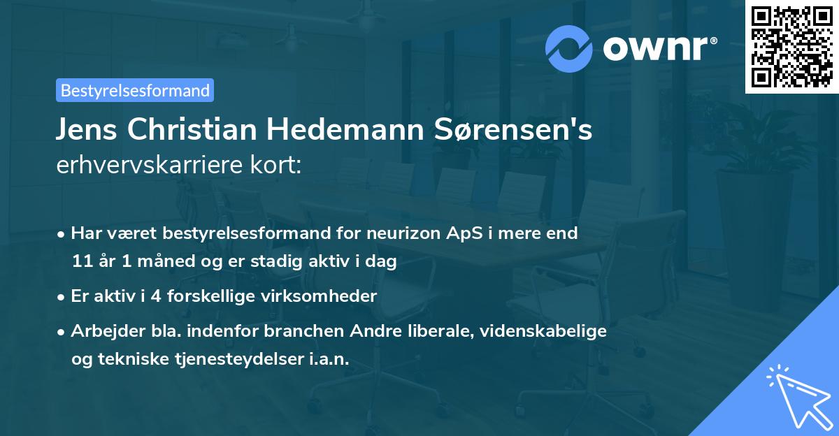 Jens Christian Hedemann Sørensen's erhvervskarriere kort