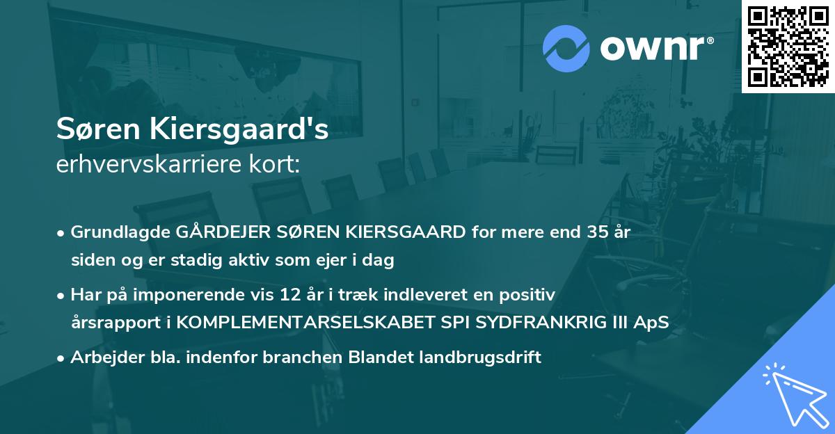 Søren Kiersgaard's erhvervskarriere kort