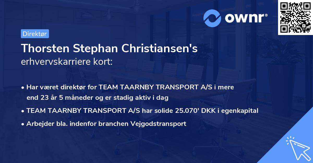 Thorsten Stephan Christiansen's erhvervskarriere kort