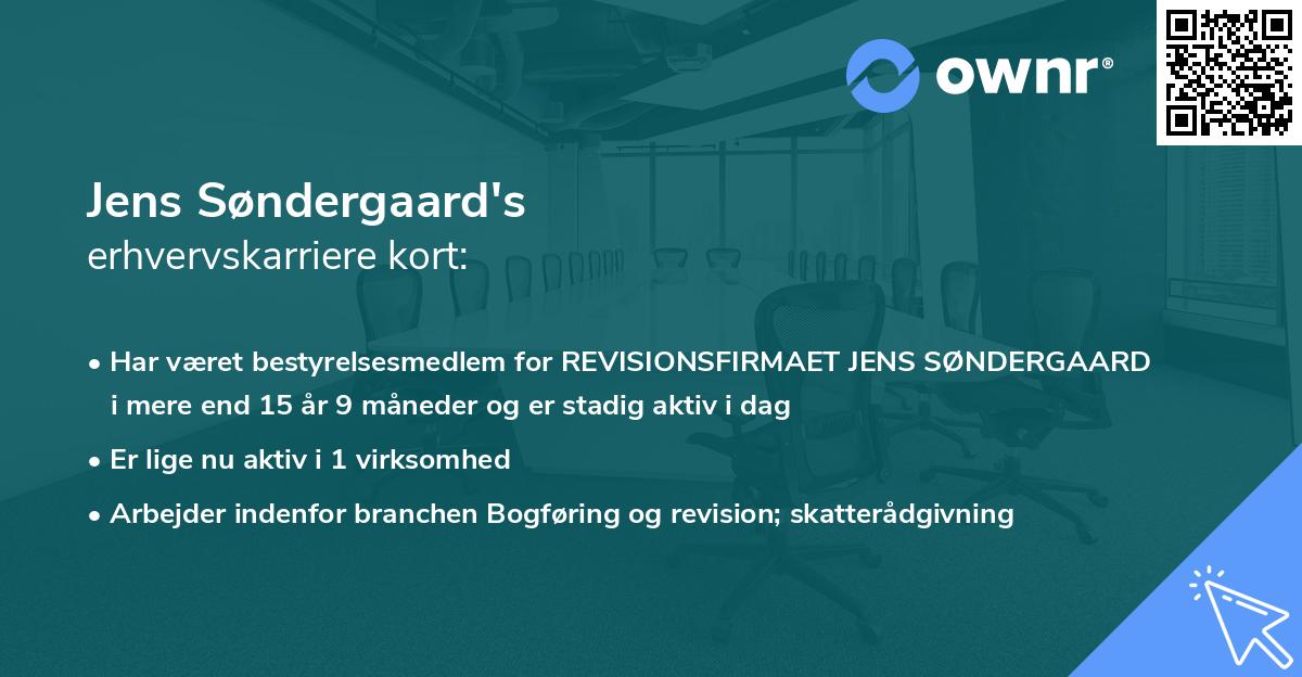 Jens Søndergaard's erhvervskarriere kort