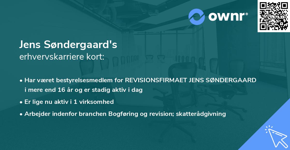 Jens Søndergaard's erhvervskarriere kort