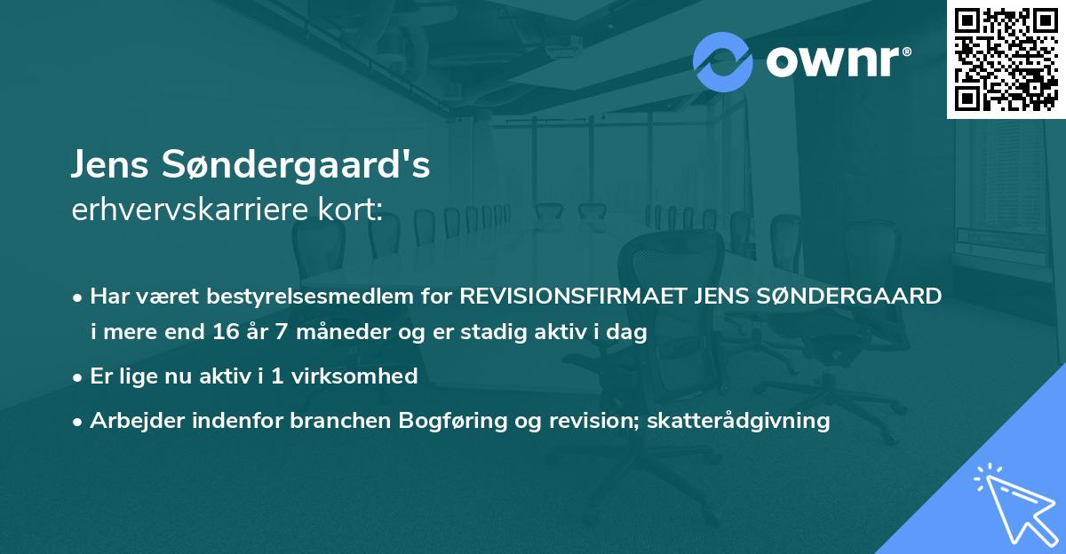 Jens Søndergaard's erhvervskarriere kort