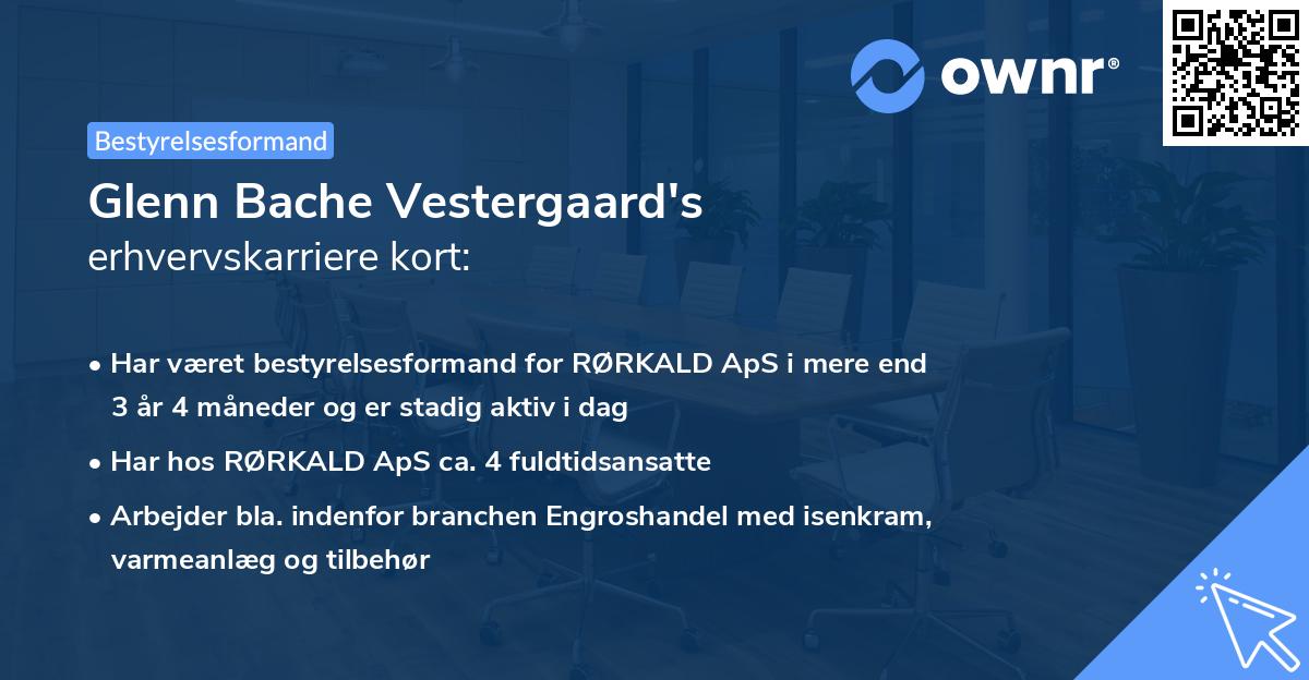 Glenn Bache Vestergaard's erhvervskarriere kort