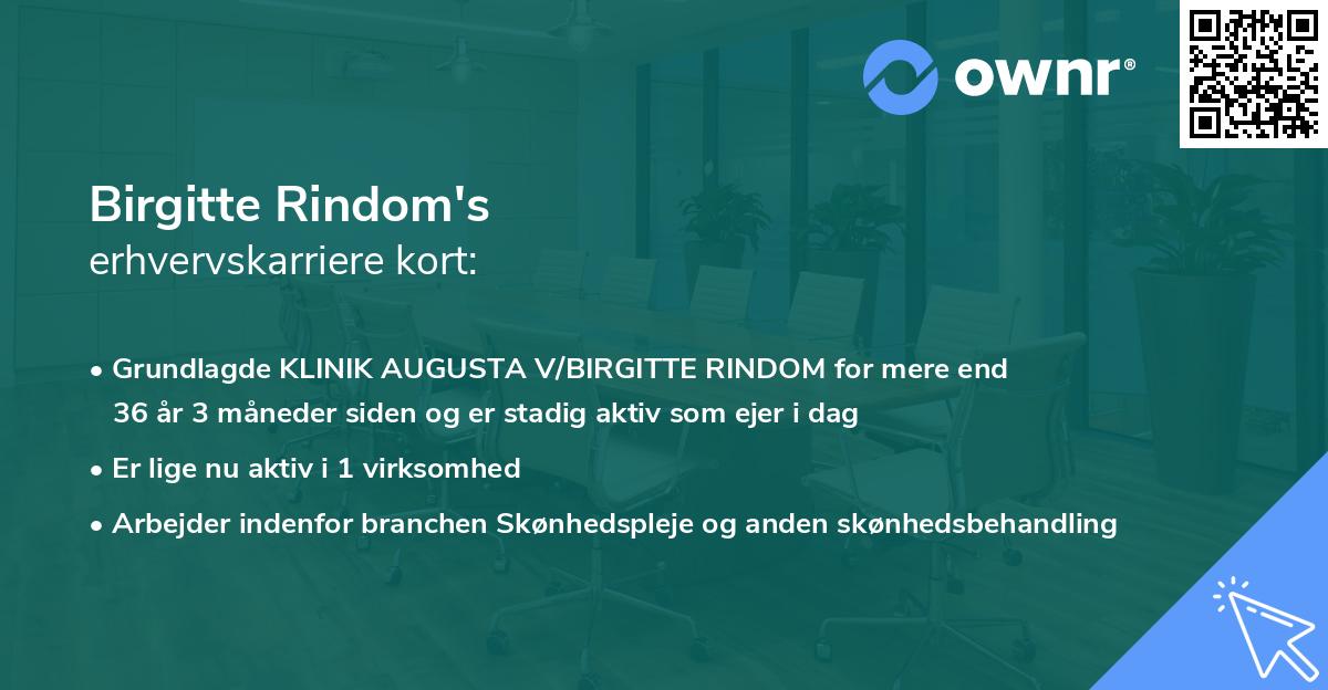 Birgitte Rindom's erhvervskarriere kort