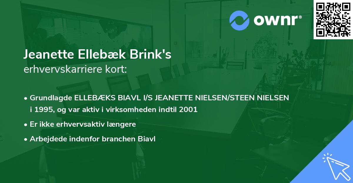Jeanette Ellebæk Brink's erhvervskarriere kort