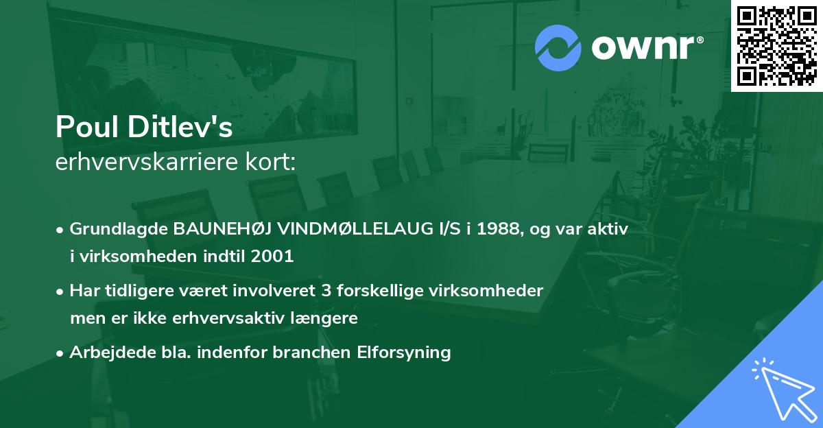 Poul Ditlev's erhvervskarriere kort