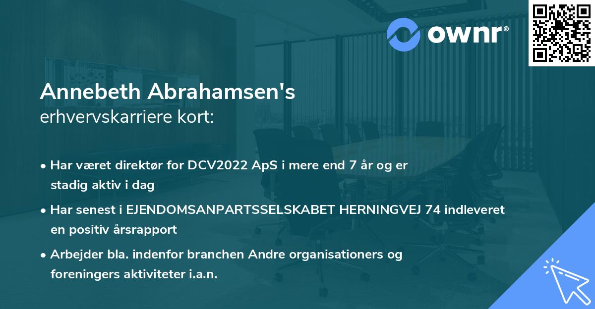 Annebeth Abrahamsen's erhvervskarriere kort