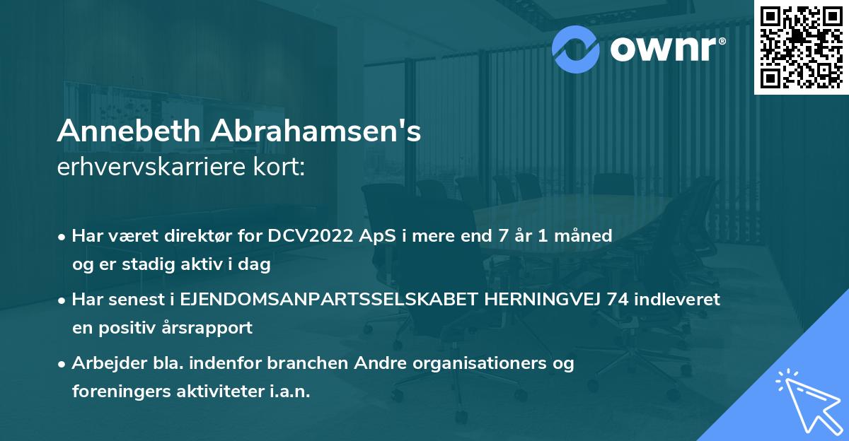 Annebeth Abrahamsen's erhvervskarriere kort