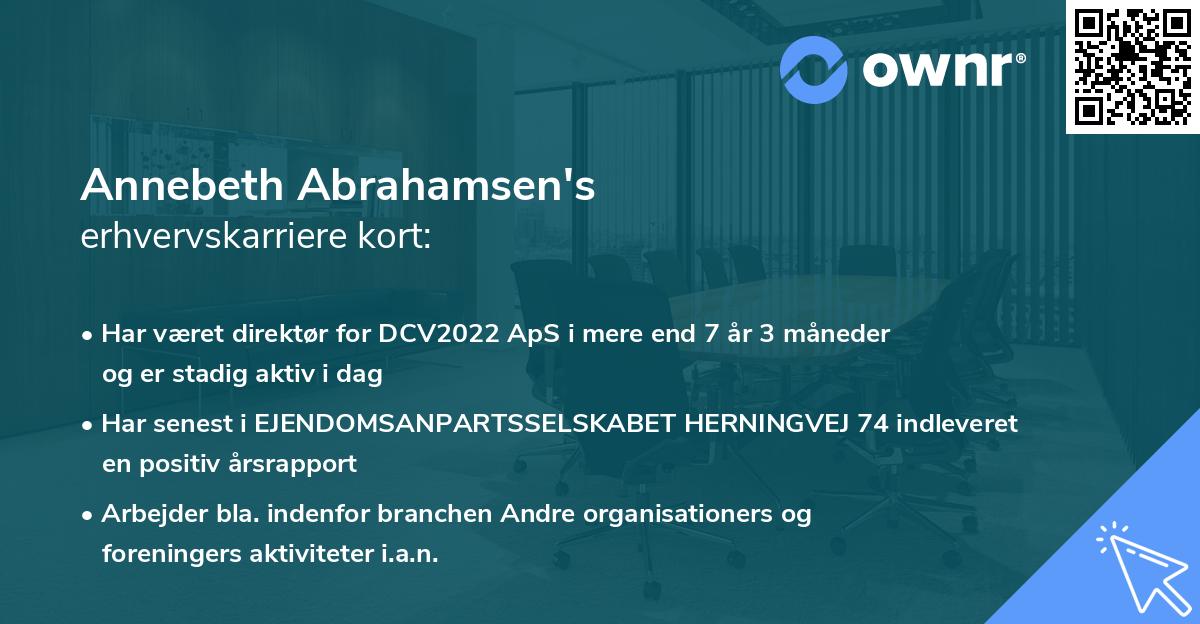 Annebeth Abrahamsen's erhvervskarriere kort