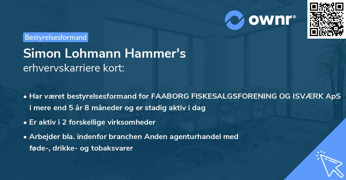 Simon Lohmann Hammer's erhvervskarriere kort