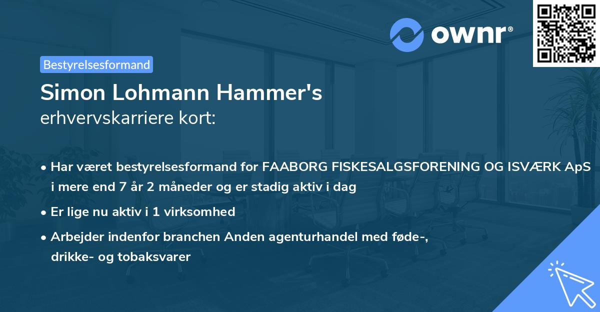 Simon Lohmann Hammer's erhvervskarriere kort