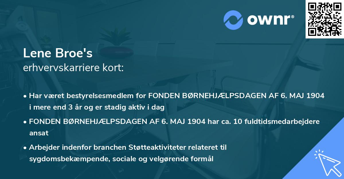 Lene Broe's erhvervskarriere kort