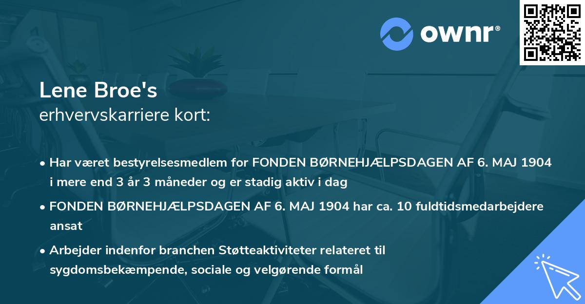 Lene Broe's erhvervskarriere kort