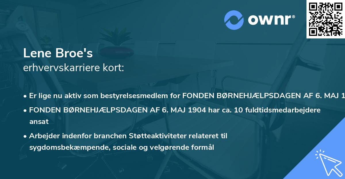 Lene Broe's erhvervskarriere kort