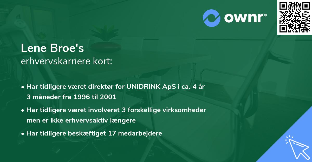 Lene Broe's erhvervskarriere kort