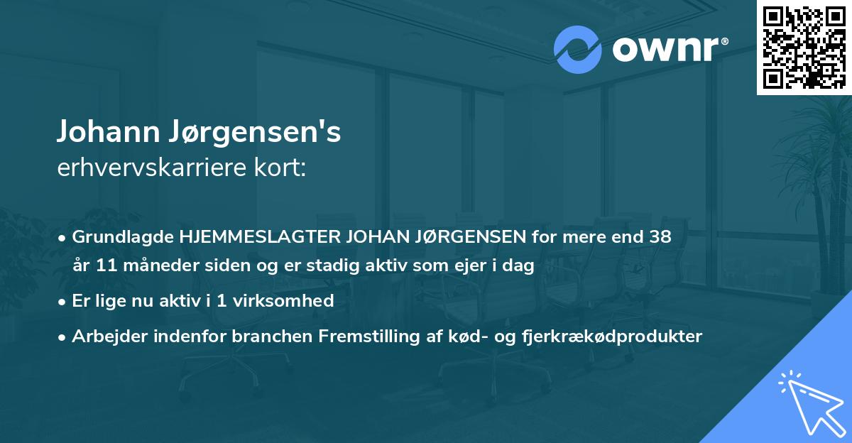 Johann Jørgensen's erhvervskarriere kort